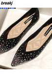Sequined cloth flats women pointed toe moccasins crystal shoes ladies ballerina glitter soft bottom loafers shoes
