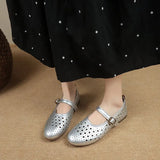 Breakj Hollow Mary Treasure Shoes Women 2025 Autumn Round Head Casual Button Button Single Shoe Trend Hit Female