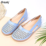 Women's Flat Shoes Wedge Sandals New Hollow Breathable Summer Casual Shoes for Woman Retro Plus Size Comfortable Walking