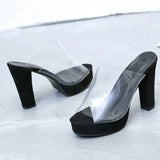 Summer New Women's PVC Sandals Open Toed Sexy Thin Heels Women Transparent Plastic Platform Sandals Slippers Roman