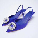 Heels 2022 Summer Suit Comfort Shoes For Women Sandals Female Purple New Girls Low Pointed High Black Big Large