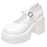 2023 Super High Heels Mary Jane Shoes Women Ankle Buckle Chunky Platform Pumps Woman Pu Leather Y2K Goth Shoes