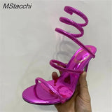 Strap High Heel Sandals Women Summer 2024 Ankle Strap Banquet Party Shoes Narrow Band High Heels Ladies Gladiator