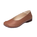 Women Soft Leather Shoes Round Toe Shallow Comfortable Flats Female Retro Mother Shoes Travel Single Casual
