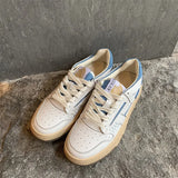 Sneakers Genuine Leather Shoes Woman Flat Lace up Shoes Round Toe Ladies Footwear 2021 Autumn Flats Casual Shoes