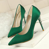Breakj Korean Version Of Fashion Sexy Metal With Women's Shoes Thin Heel High Heel Shallow Pointed Silk Show