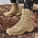 Men's Waterproof Military Boots Tactical Boots Breathable Outdoor Cotton Shoes Desert Boots Combat Mid Calf Boots Hiking
