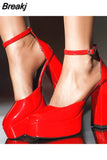 Pumps Chunky Heel Ankle Strap Shoes 2023 Spring Summer Wedding Shoes Fashion Sexy Mary Janes Pumps Big Size