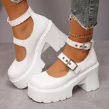 White Y2K High Heels Pumps Women 2024 Spring Chunky Platform Mary Jane Shoes Woman Plus Size Thick Heel Gothic Shoes