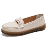 Breakj Leather Shoes Women 2025 Spring Mother Shoes Bean Shoes Women's Large Size Soft-Soled Driving Shoes Large-Size Casual Leather