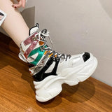 Fashion Women Chunky Platform Motorcycle Boots 2023 Lace Up Thick Bottom Ankle Botas Mujer High Top Punk Sneaker