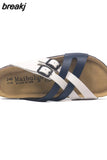 2023 Summer Cross Cork Slipper New Fashion Women Casual Beach Slip on Outside Non-slip Slides
