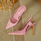 New Brand Women Lady Elegant Pumps 8.5cm High Heel Slingback Sandals Pointed Toe Slip On Thin High Heel Dress
