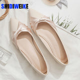 Summer Shoes Woman European Brand Ladies Flats Silk Bow-knot Espadrilles Shoes Pointed Toe Flats Shoes 32-43
