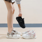 Breakj Korean Leather Face Dad Shoes Female Spring 2025 New Breathable Student Sneakers Heighten Casual Shoes