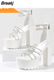 Heels Sandals For Women 2023 Summer Buckle Strap Thick Heels Sandals Simply Casual Comfort Walking Green Heels