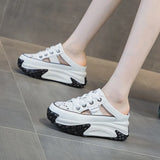 Breakj Summer Head Hollow Half-Slippers Women Wear Internal High Casual Shoes Fashion Thick Soles Pedal