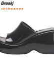 Fashion Brand Women's Slippers 2023 Wedge High Heeled Sandals European Style Simply Casual Comfy Walking Slippers