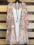Women Summer Office Casual Long Loose Coat Elegant Floral Print Cardigan Spring New Three-quarter Sleeve Loose Tops