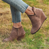 Pointed Toe Booties Winter Women Leopard Ankle Boots Footwear Platform High Heels Wedges Shoes Woman Bota