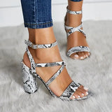 high heels Sandals sexy open toes shoes woman spring summer Snakeskin Ladies Sandals with strap