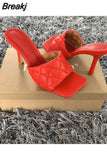 Women High Heels Sandals Ladies High Heel Slippers Square Toe Thin Heel Fashion Female Slides Summer Shoes