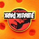 1pcs Dilophosaurus PVC Shoe Charms Accessories Decorations Jurassic Dinosaurs Bus Designer Croc Jibz Buckle Kids