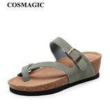 New Summer Women Wedge Beach Slipper Shoe Casual Cork Med Heel Outdoor Clogs Flip Flops