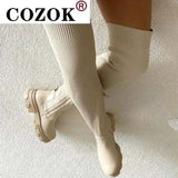 Head Fashtion Platform Square Heel Over The Knee Women's Casual Boots 2021 Autumn New Side Zipper Women's Motorcycle