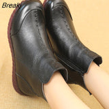 Winter Woman Genuine Leather Ankle Boots Female Casual Shoes Women Flat Warm Snow Boots Ladies