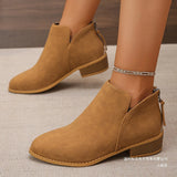 Breakj Head After The Zippered Martin Boots Large Size Leather Boots Solid Color Thin And Thick Leather And Ankle