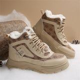 Breakj New 2025 Autumn And Winter Korean Version Of Women's Color And Velvet To Help Snow Boots Cotton Shoes To Increase Leisure And