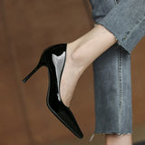 Breakj High Heels Fine Heel 2025 New Spring And Autumn Patent Leather French Sharp Head Light-Like Professional Temperament Single-Shoe