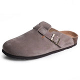 2023 New Beach Cork Slippers Casual Men Buckle Nubuck Leather Closed Toe Women Outside Slide Slip on