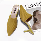 Breakj Spring And Summer New Sharp-Headed Slippers Women's High-Hees And Fashion Flying Woven Outside Wearing Cold