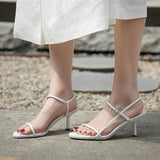 Size 34-43 Women Sandals Real Leather High Heels Summer Shoes For Women Rome Buckle Strap Sandalias Elegant