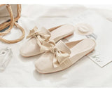 Breakj Red Fashion Bag Head Slippers 2023 Spring And Summer New Female Drag Large-Size Korean Version Of The Bow Pearl Low Heel