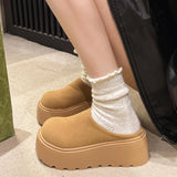 Breakj Head Women's Shoes 2025 New Plus Velvet Thick-Bottomed Slippers Outside Bokensong Cake Cotton