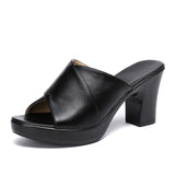 Fashion Women Sandals Comfortable Genuine Leather Thick Heels Women's Casual Shoes Summer Platform Sandal Plus Size