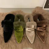 Women Thick Fur Winter Slippers Warm Shoes Slippers Platform Heels Casual Cotton Home Slides Boots 2023 New Plush Women