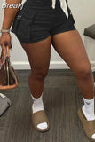 Summer Cargo Shorts Sets Women Sexy Short Pants Street Trousers 2023 Bow Lace Up Crop Top + Hight Waist Pockets