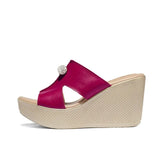 2019 New Summer Genuine Leather Platform Wedges Sandals Women Fashion High Heels Female Summer Shoes Size