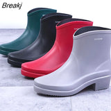 Woman Rain Boots Ankle Boot for Woman Waterproof Solid Color Shoes Spring Autumn Rain Boots Non-Slip Female Casual Shoe
