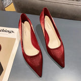 Breakj High-Heeled Women's 2025 Autumn Pedal New Single Shoes Red Fine Tip Pointed Women's