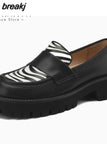 Size 34-40 Women Loafers Real Leather Fashion Platform High Heels Shoes For Woman Spring Casual Office Lady