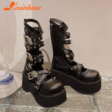 Gothic Style Platform Mary Jean Shoes New Fashion Brand 2023 Spring Summer Round Toe Buckle Sandals Boot Party Role