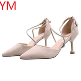Sexy Stiletto Slip-On Women Pumps Plaid Pointed Toe Shallow Thin Footwear Party Ladies Beige Shoes High Heels Dress Pumps