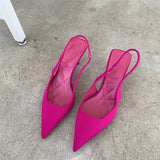 Heels 2022 Summer Suit Comfort Shoes For Women Sandals Female Purple New Girls Low Pointed High Black Big Large