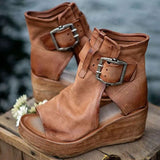 Sandals Casual Wedge Heels Sandals With Platform Chaussure Femme Retro Summer Shoes For Women High Heels Sandalias