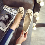 Women Soft Leather Ballerina Flats Comfortable Green Pink Beige Ballet Flats Square Toe korean Boat Shoes Plus Size